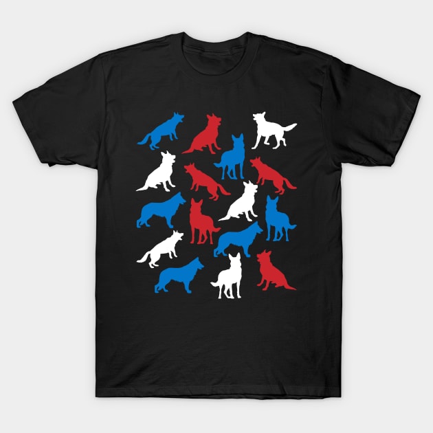 Patriotic German Shepherd Dog America Flag 4Th Of July T-Shirt by klausgaiser